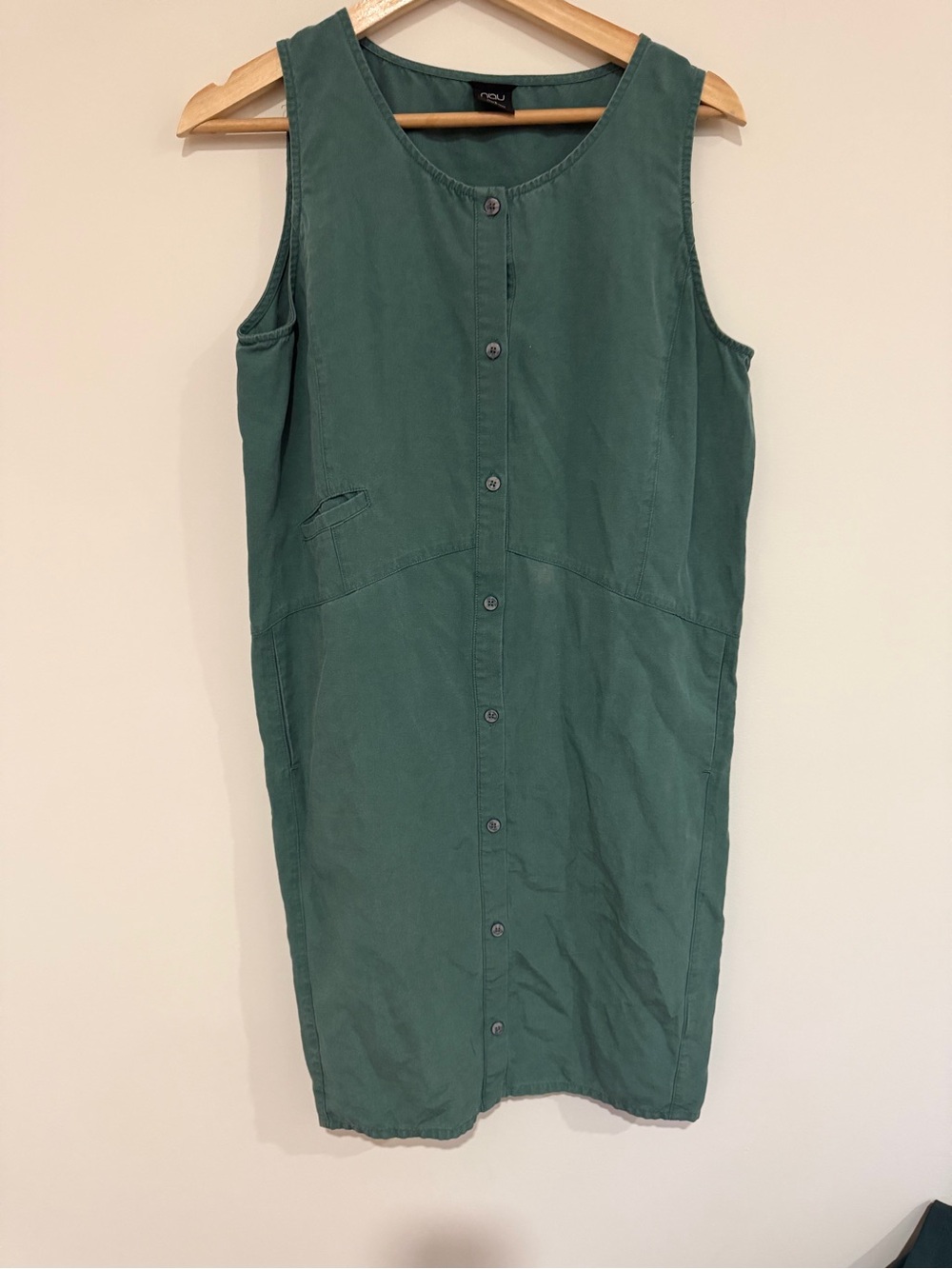 Nau Sleeveless Teal Button-Front Shift Dress